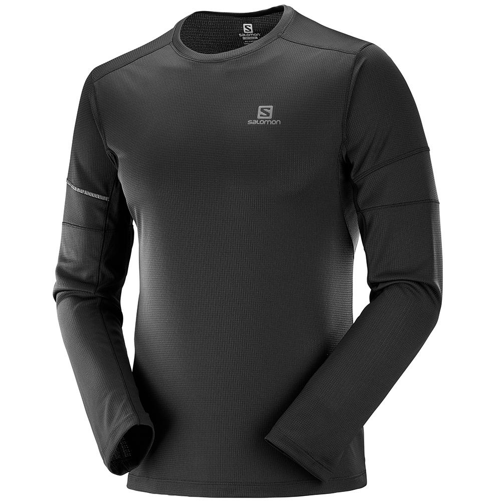 SALOMON AGILE LS M Philippines - Men's Tops - Black | 453690-CFO